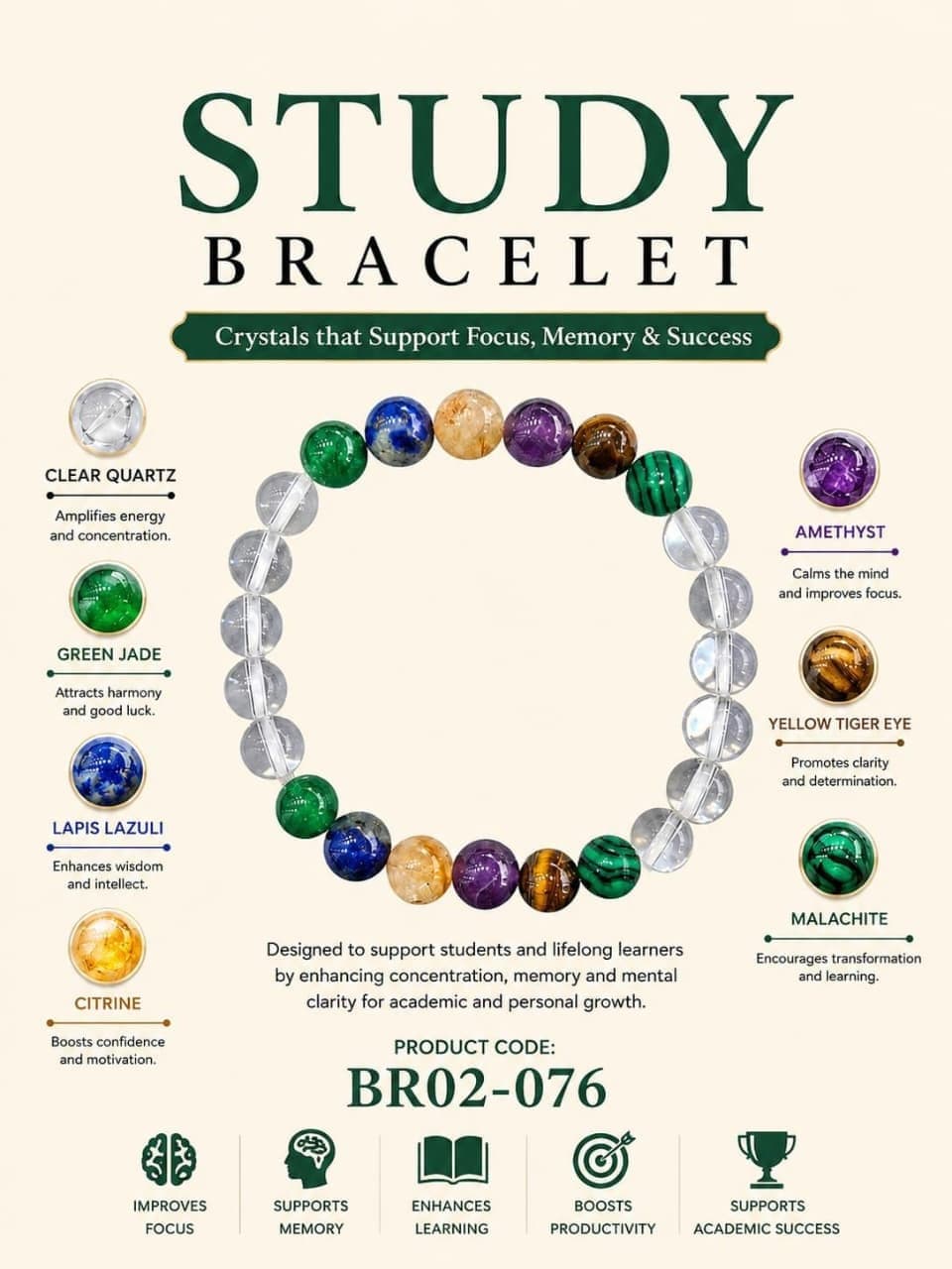 Study Bracelet for Focus and Memory By Destiny Star Stores