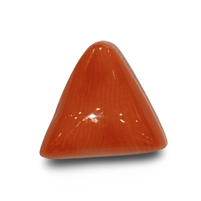 Natural Italian Red Coral |7H50| Certified Triangular Cabochon Moonga | Untreated Gemstone IGCDKBAJ42455