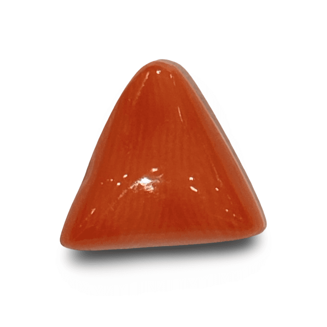 Natural Italian Red Coral |4H50| Certified Triangular Cabochon Moonga | Untreated Gemstone IGCDKBAJ42404