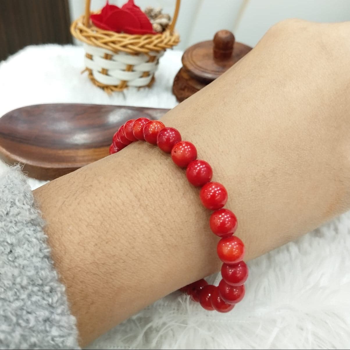 Red Premium Coral Improving Blood Circulation Bracelet For Men & Women