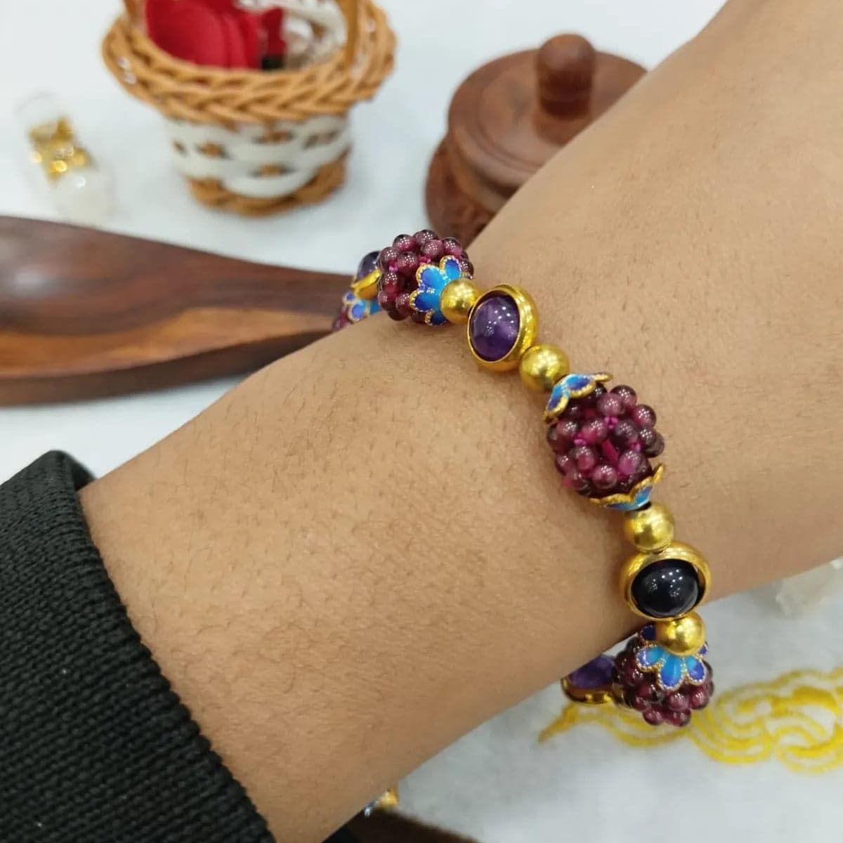 Brown Premium Grape Garnet Protection Strength wearer from Negativity Bracelet for Men & women