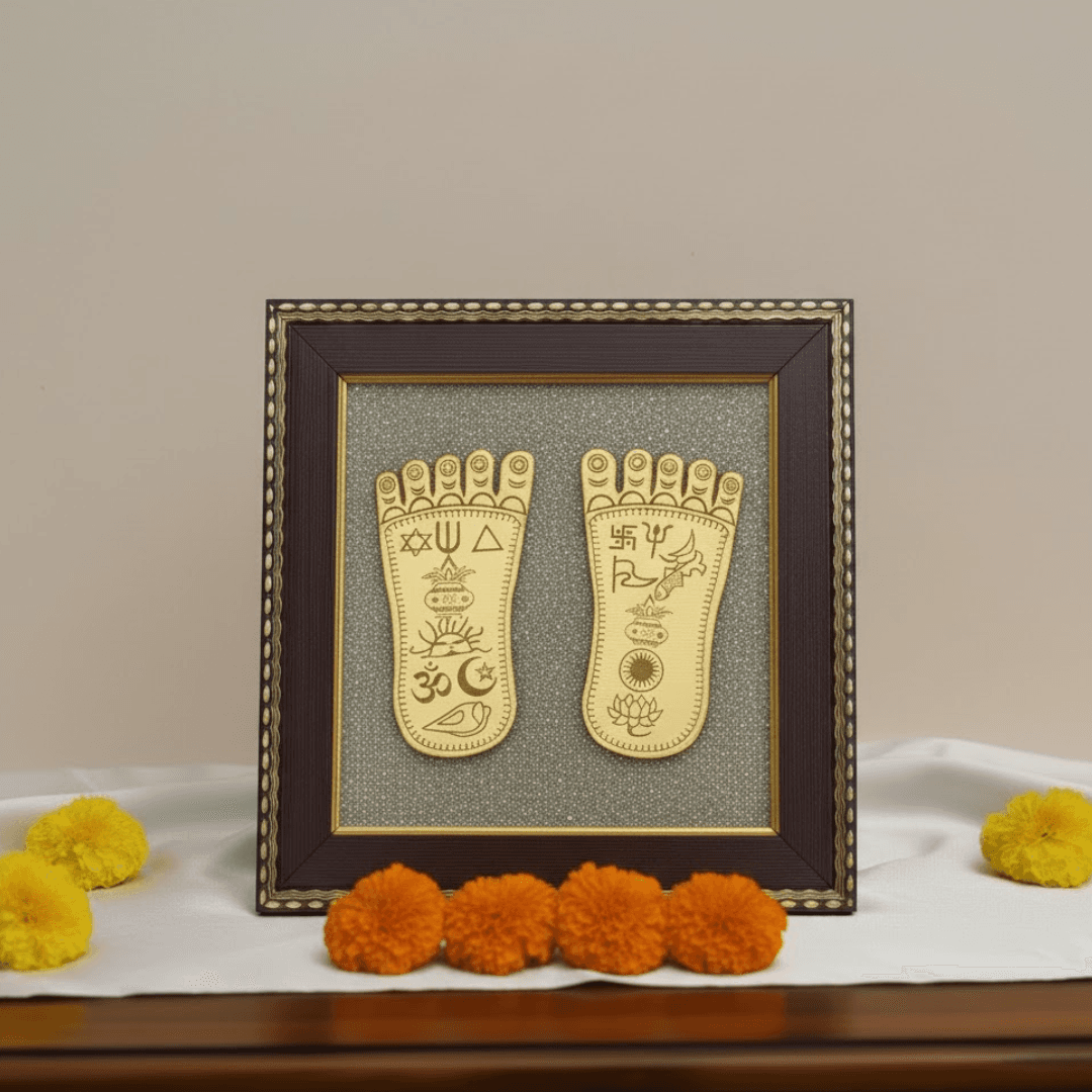Natural Pyrite Frame - Laxmi Charan Paduka