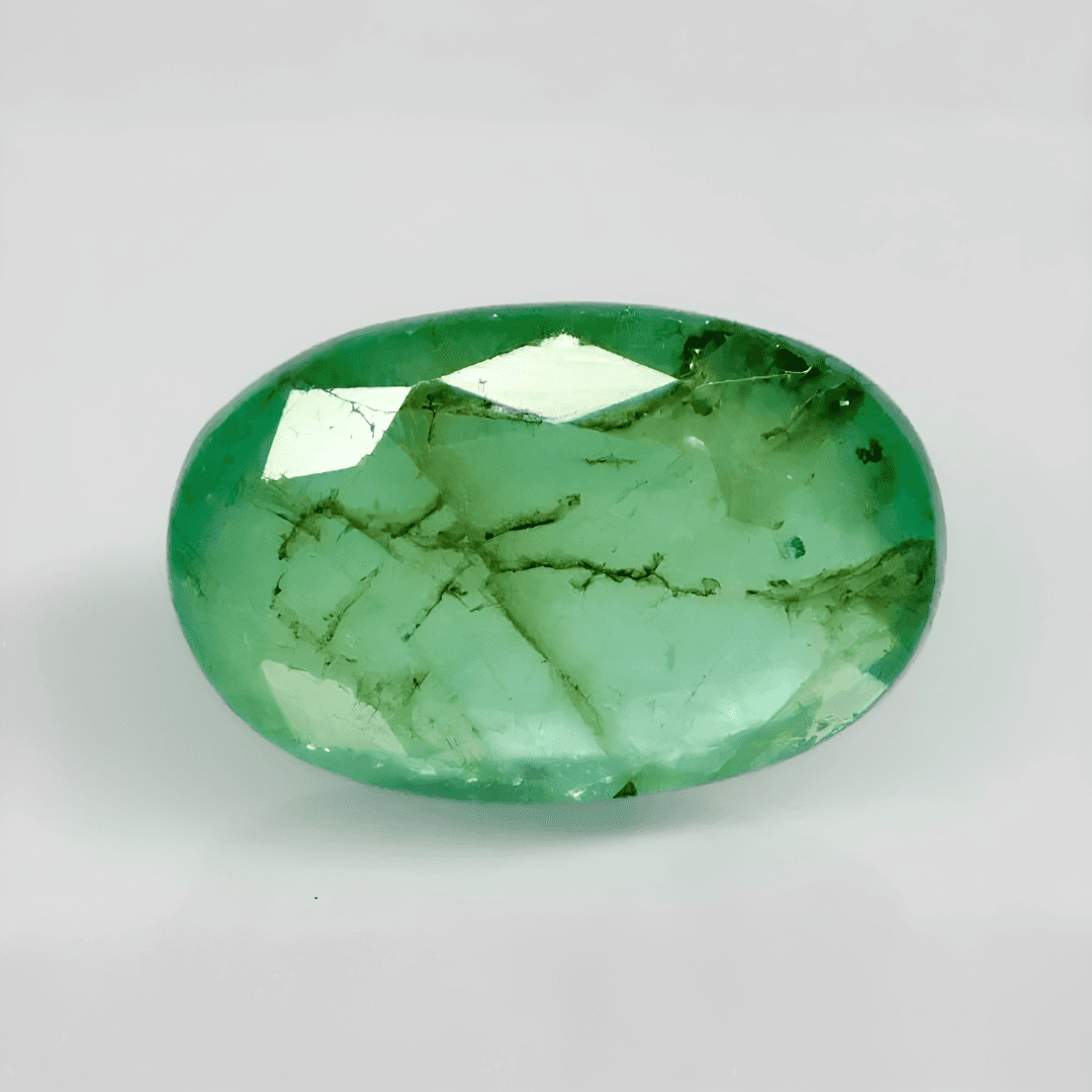 Natural Emerald |22H00| Oval Mixed Cut | IIGJ Certified No.: 12859D52916